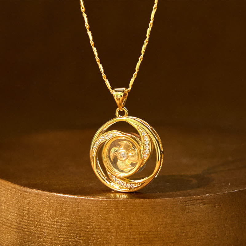 Buddha Stones Gold plated Copper Brass Rotatable Windmill Luck Necklace Pendant - image 11