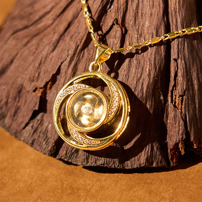 Buddha Stones Gold plated Copper Brass Rotatable Windmill Luck Necklace Pendant - image 14