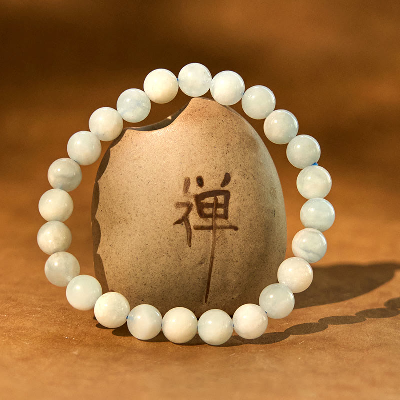Buddha Stones Natural Aquamarine Healing Bead Bracelet - image 1