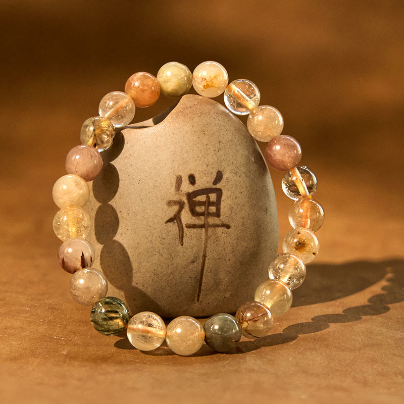 Buddha Stones Natural Multicolored Rutilated Quartz Spiritual Growth Bracelet - image 1