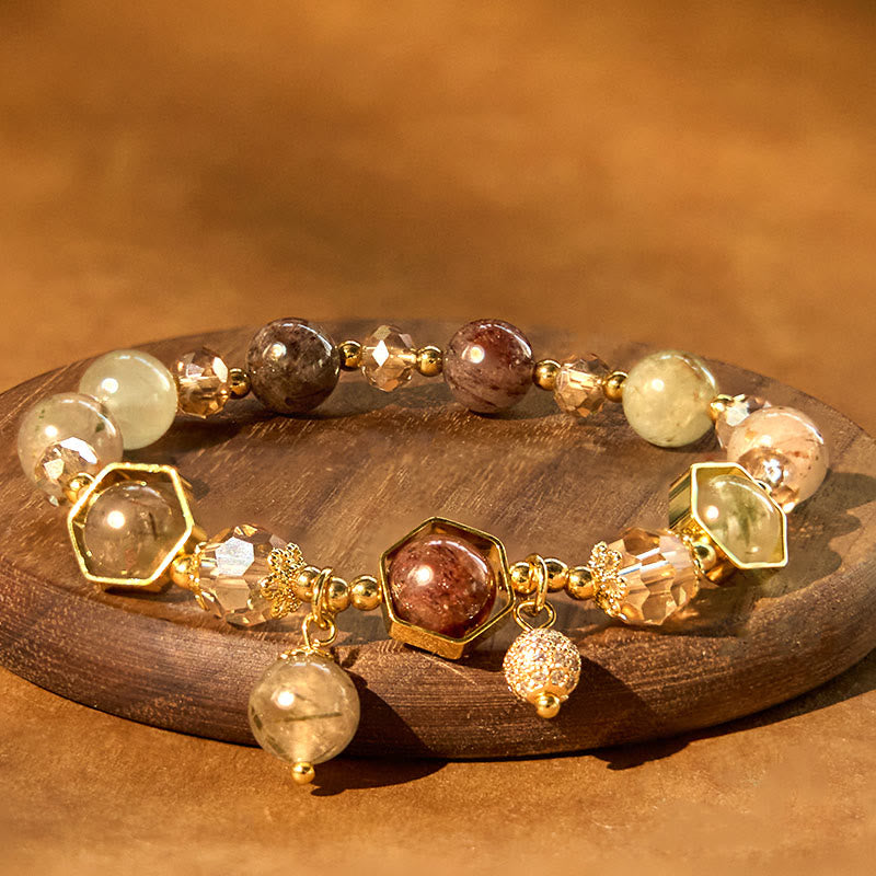 Buddha Stones Natural Colored Rutilated Quartz Amethyst Protection Bracelet - image 1