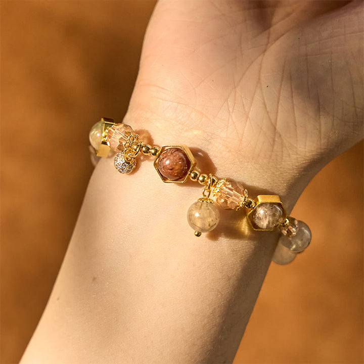 Buddha Stones Natural Colored Rutilated Quartz Amethyst Protection Bracelet - image 2