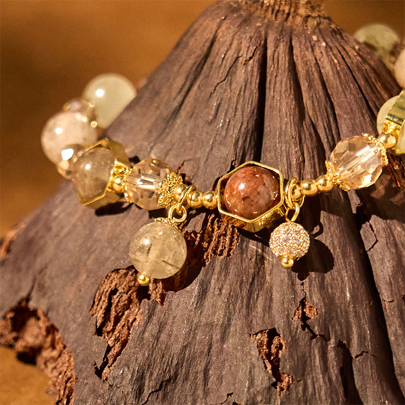 Buddha Stones Natural Colored Rutilated Quartz Amethyst Protection Bracelet - image 3