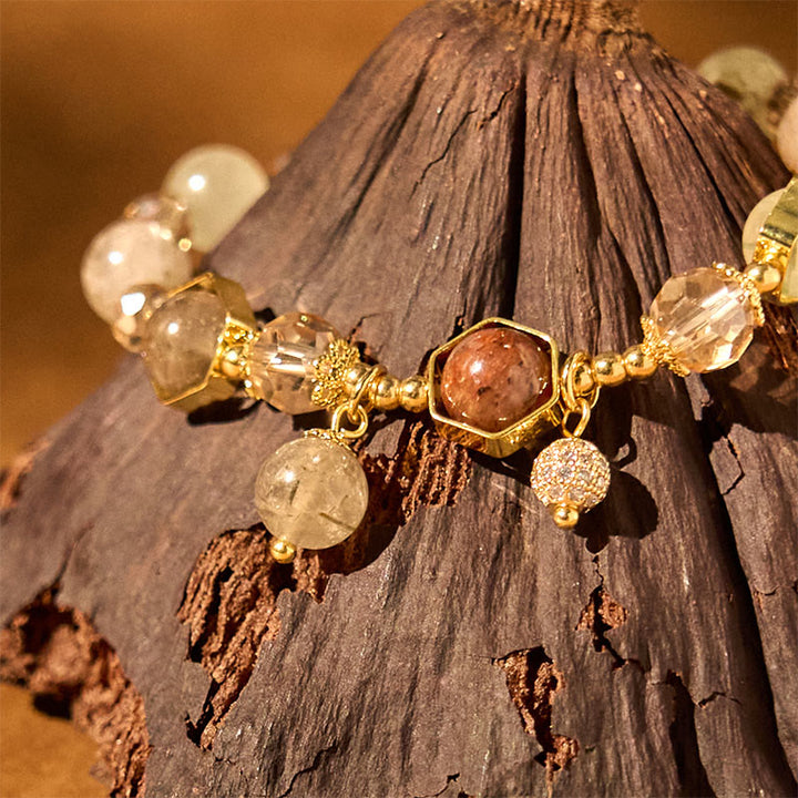 Buddha Stones Natural Colored Rutilated Quartz Amethyst Protection Bracelet - image 3