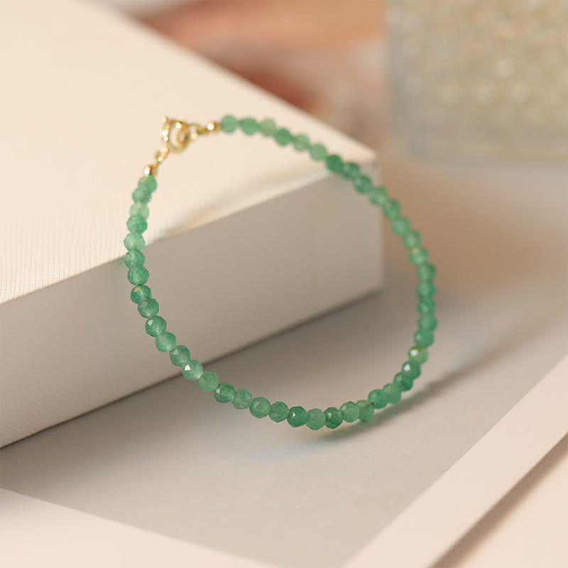 Buddha Stones 3mm Small Green Aventurine Ultra-Thin Beads Luck Bracelet - image 1