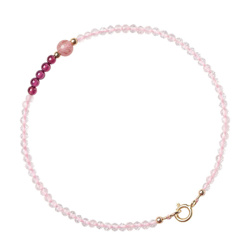 Buddha Stones 2mm Rose Quartz Garnet Strawberry Quartz Ultra-Thin Beads Healing Energy Bracelet - image 13