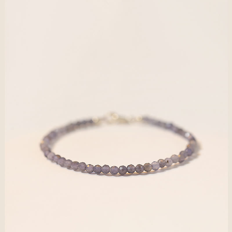 Buddha Stones 3mm Amethyst Iolite Ultra-thin Beads 14k Gold Plated Copper Communication Bracelet - image 0