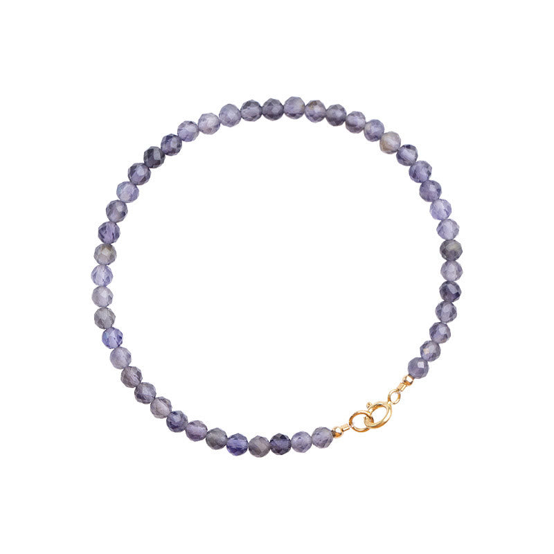 Buddha Stones 3mm Amethyst Iolite Ultra-thin Beads 14k Gold Plated Copper Communication Bracelet - image 14