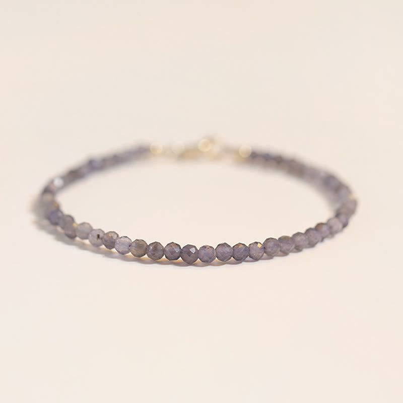 Buddha Stones 3mm Amethyst Iolite Ultra-thin Beads 14k Gold Plated Copper Communication Bracelet - image 9