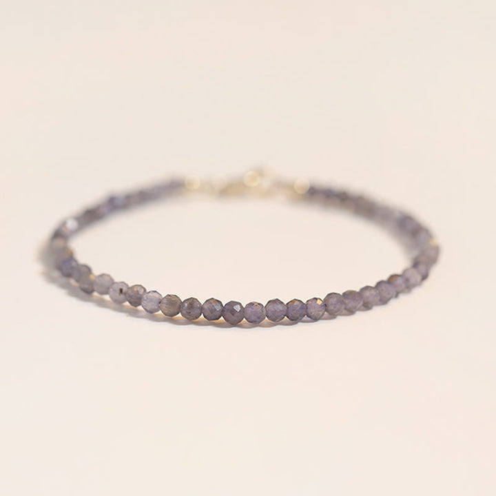 Buddha Stones 3mm Amethyst Iolite Ultra-thin Beads 14k Gold Plated Copper Communication Bracelet - image 9