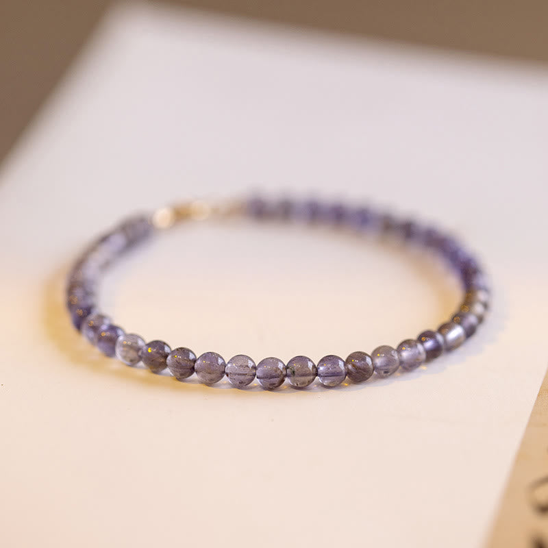 Buddha Stones 3mm Amethyst Iolite Ultra-thin Beads 14k Gold Plated Copper Communication Bracelet - image 1
