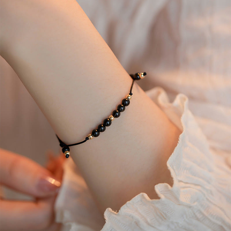 Buddha Stones Smoky Quartz Black Obsidian Ultra-thin Beads Success Bracelet - 6mm Black Obsidian(Wrist Circumference: 14-18cm) - image 5