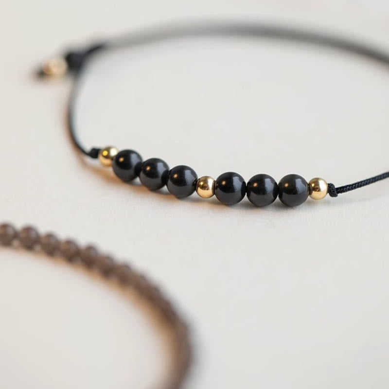 Buddha Stones Smoky Quartz Black Obsidian Ultra-thin Beads Success Bracelet - image 6
