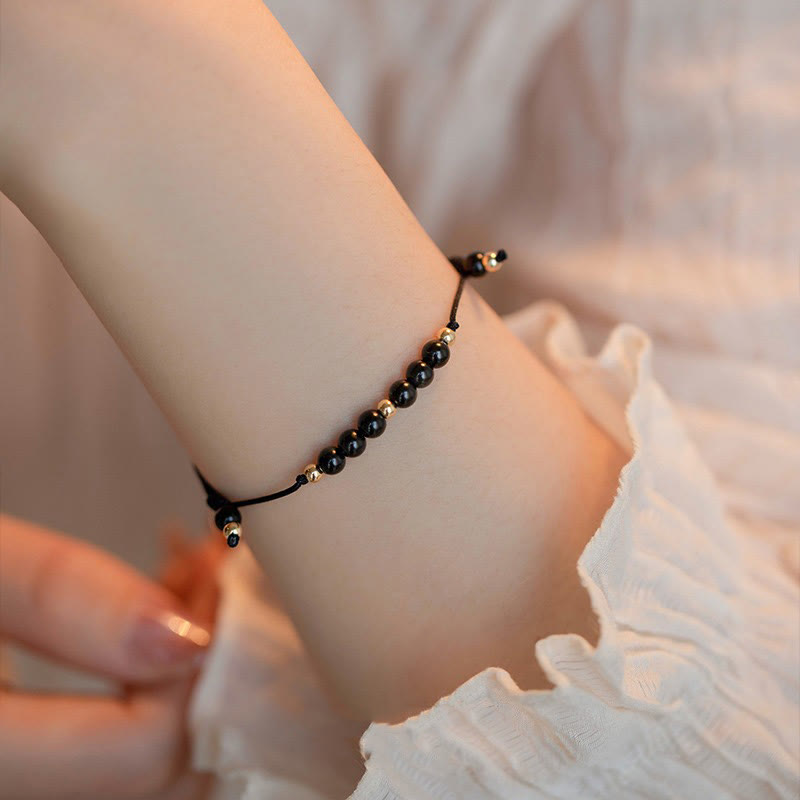 Buddha Stones Smoky Quartz Black Obsidian Ultra-thin Beads Success Bracelet - image 8