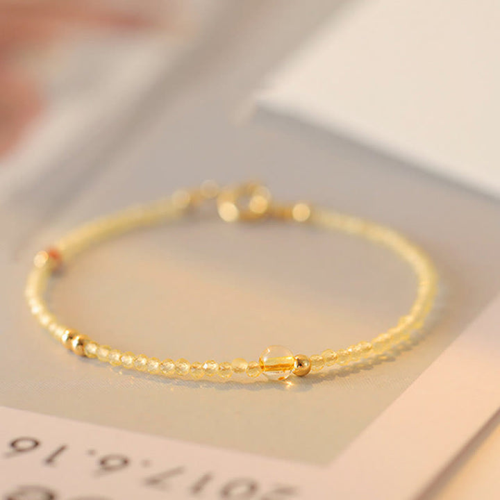 Buddha Stones 2mm Ultra-thin Citrine 14K Gold Plated Copper Beads Protection Bracelet - image 2