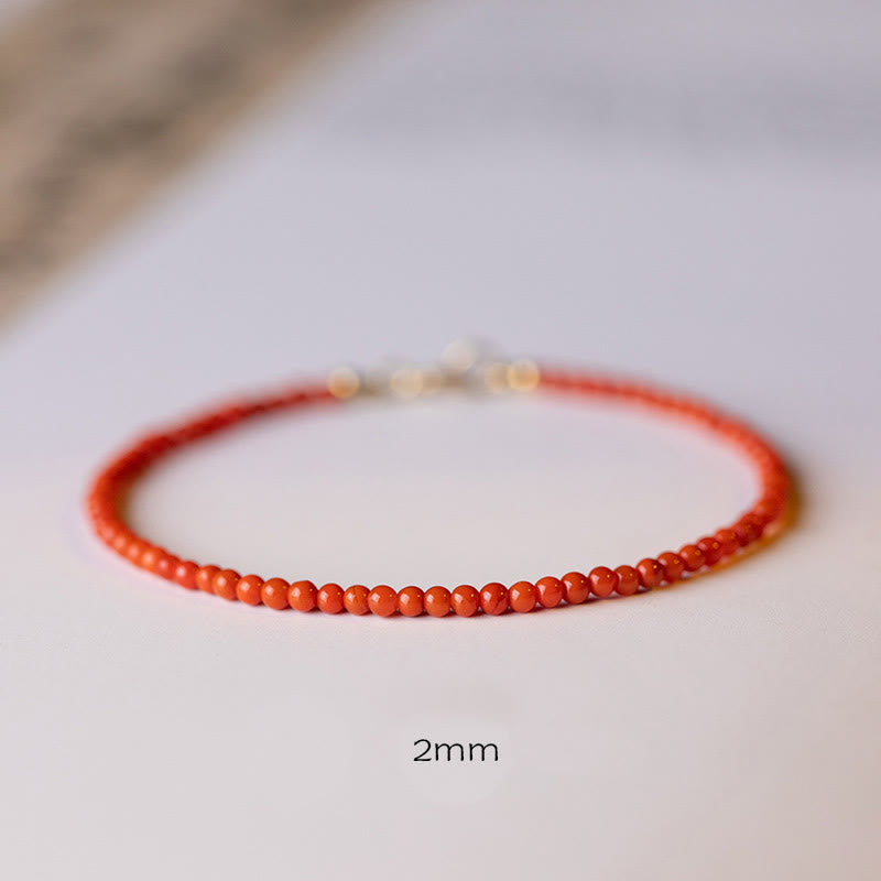 Buddha Stones Natural Cherry Persimmon Red Agate Ultra-thin Beads Confidence Bracelet - 2mm High Quality Persimmon Red Agate - 16cm - image 14