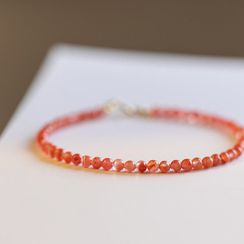 Buddha Stones Natural Cherry Persimmon Red Agate Ultra-thin Beads Confidence Bracelet - image 6