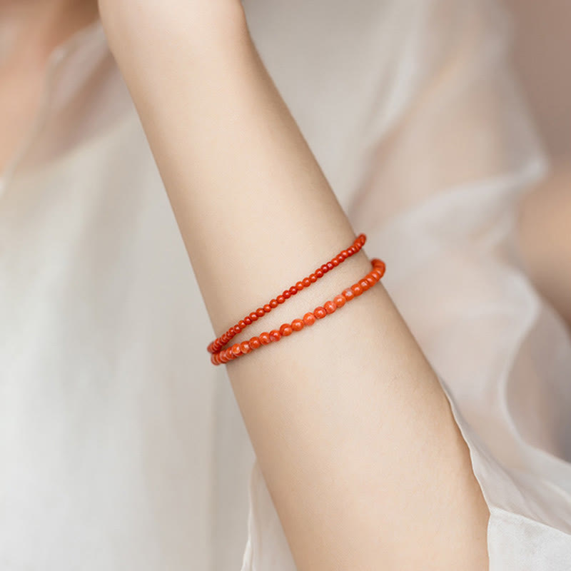 Buddha Stones Natural Cherry Persimmon Red Agate Ultra-thin Beads Confidence Bracelet - image 16