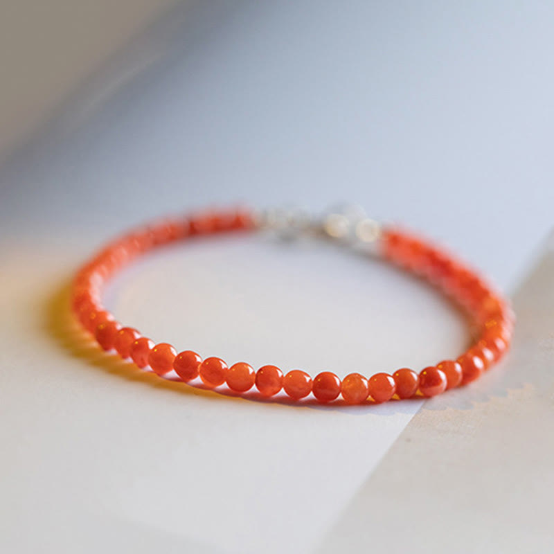 Buddha Stones Natural Cherry Persimmon Red Agate Ultra-thin Beads Confidence Bracelet - image 9