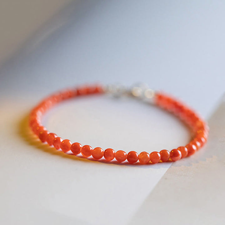 Buddha Stones Natural Cherry Persimmon Red Agate Ultra-thin Beads Confidence Bracelet - image 9