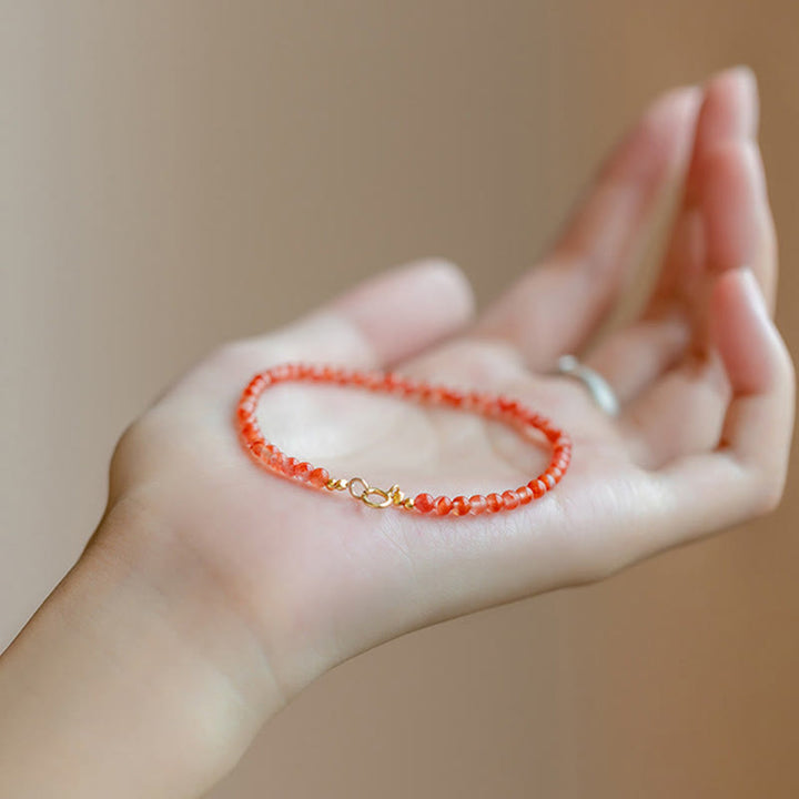 Buddha Stones Natural Cherry Persimmon Red Agate Ultra-thin Beads Confidence Bracelet - image 3