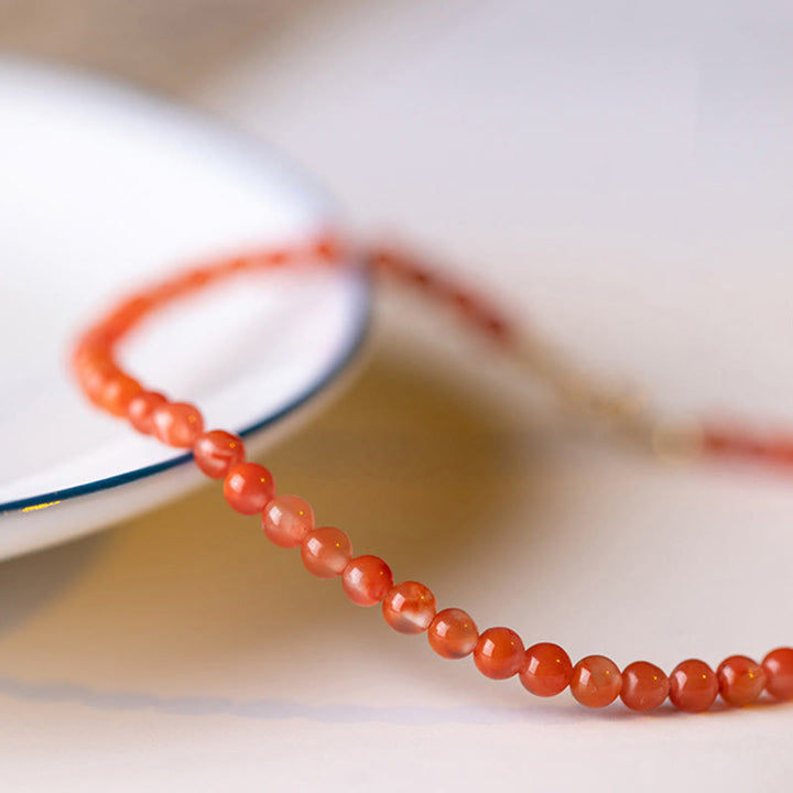 Buddha Stones Natural Cherry Persimmon Red Agate Ultra-thin Beads Confidence Bracelet - image 8