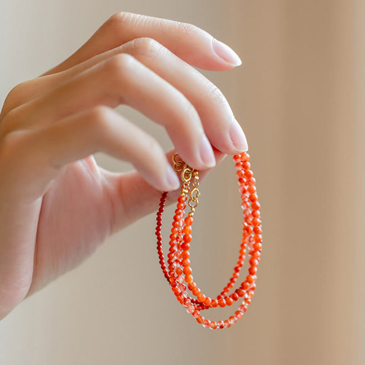 Buddha Stones Natural Cherry Persimmon Red Agate Ultra-thin Beads Confidence Bracelet - image 20