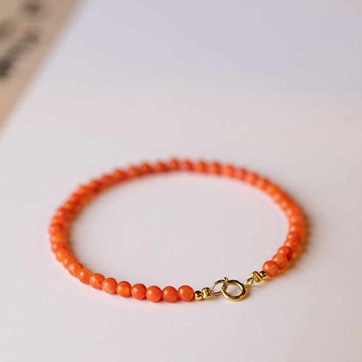 Buddha Stones Natural Cherry Persimmon Red Agate Ultra-thin Beads Confidence Bracelet - image 10