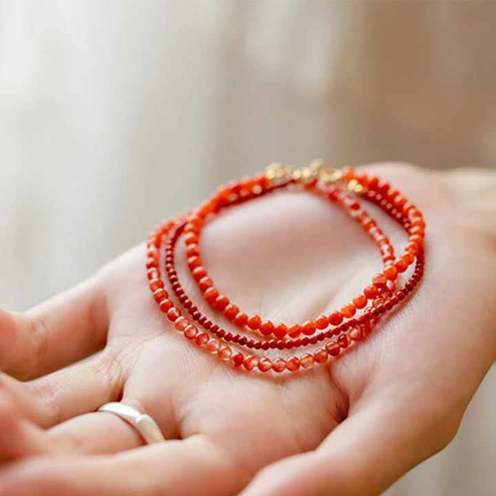 Buddha Stones Natural Cherry Persimmon Red Agate Ultra-thin Beads Confidence Bracelet - image 19