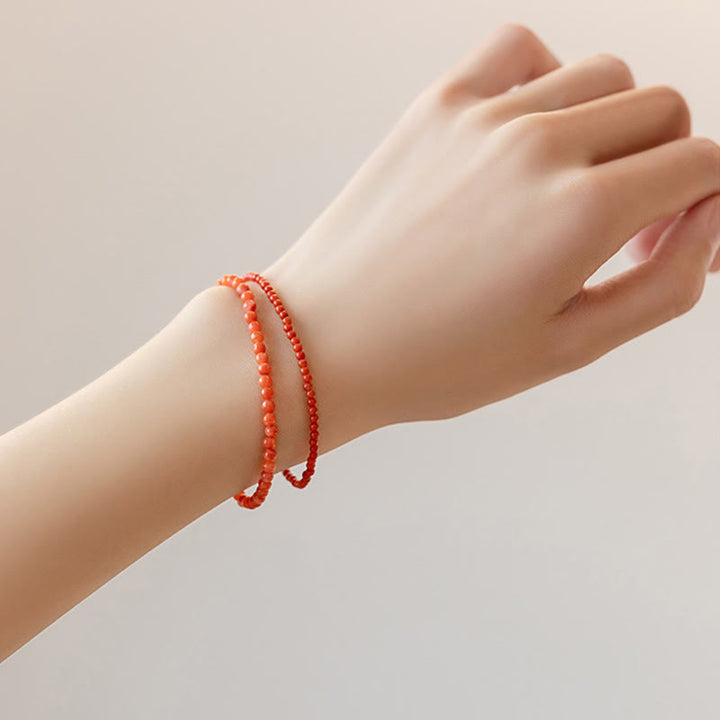 Buddha Stones Natural Cherry Persimmon Red Agate Ultra-thin Beads Confidence Bracelet - image 15