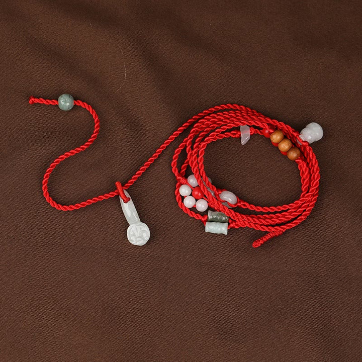 Buddha Stones Chinese Zodiac Peach Wood Blessing Red String Belly Chain - Ruyi - image 15