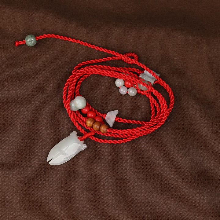 Buddha Stones Chinese Zodiac Peach Wood Blessing Red String Belly Chain - Cicada - image 14