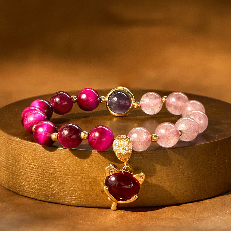Buddha Stones Natural Strawberry Quartz Pixiu Love Bracelet - image 7