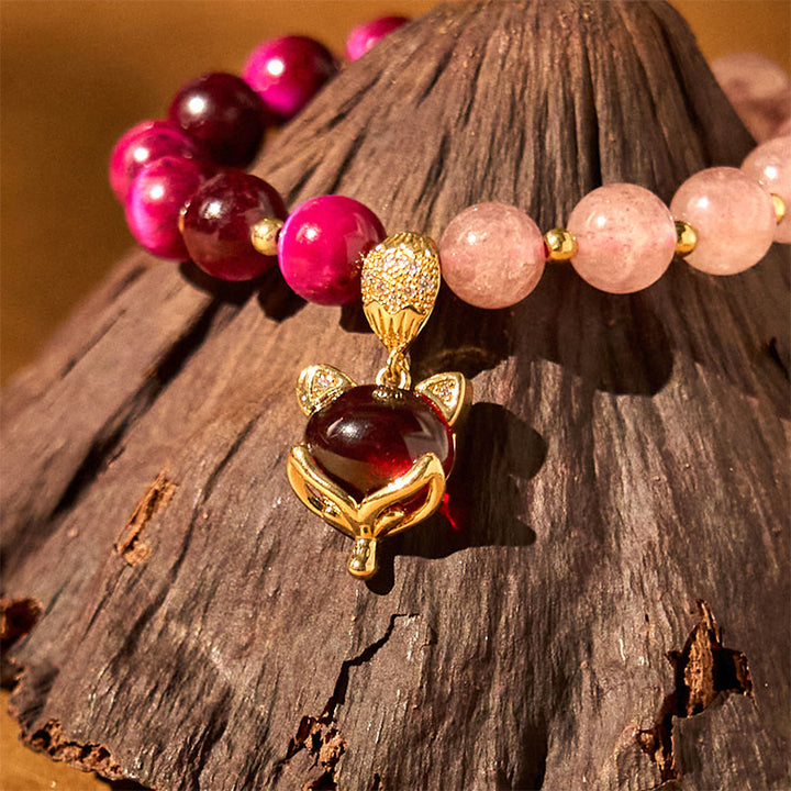 Buddha Stones Natural Strawberry Quartz Pixiu Love Bracelet - image 9