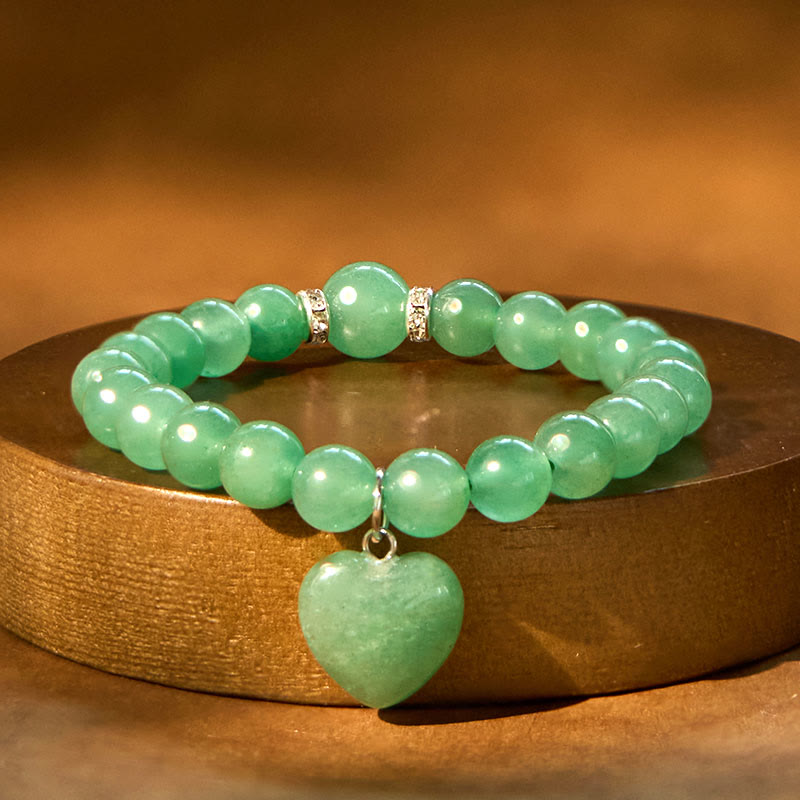 Buddha Stones Various Crystal Green Aventurine Love Heart Balance Bracelet - image 2