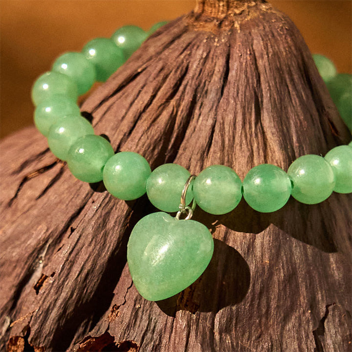 Buddha Stones Various Crystal Green Aventurine Love Heart Balance Bracelet - image 13