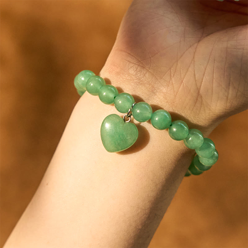Buddha Stones Various Crystal Green Aventurine Love Heart Balance Bracelet - image 14