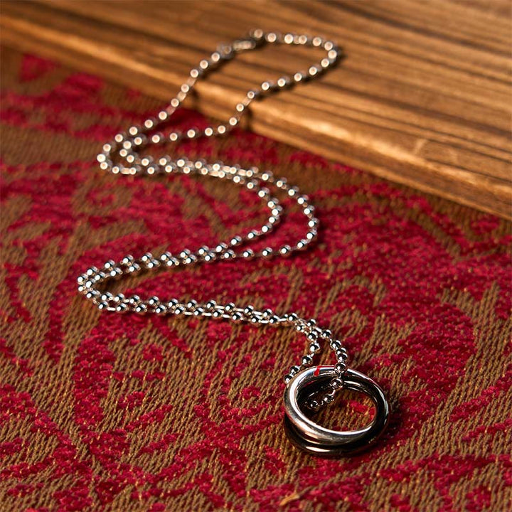 Buddha Stones Copper Qiankun Hoop Big Dipper Luck Necklace Pendant - image 6