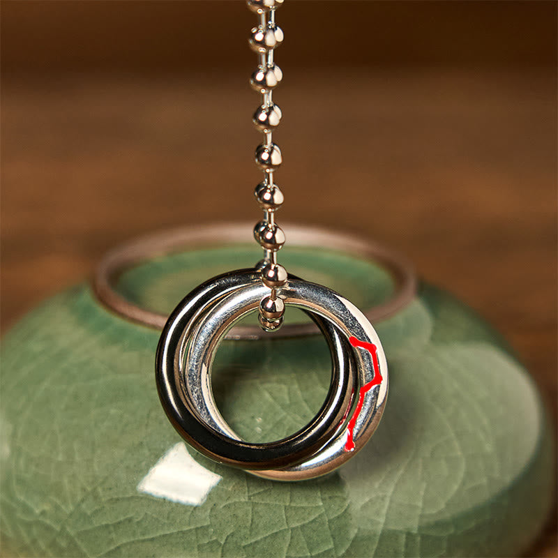 Buddha Stones Copper Qiankun Hoop Big Dipper Luck Necklace Pendant - Qiankun Hoop & Copper Chain - image 0