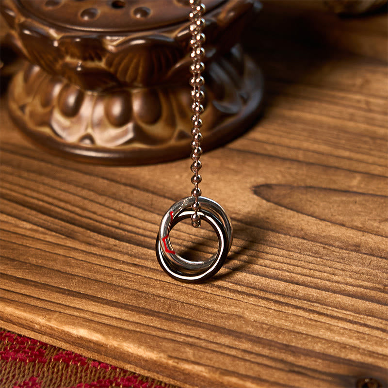 Buddha Stones Copper Qiankun Hoop Big Dipper Luck Necklace Pendant - image 3
