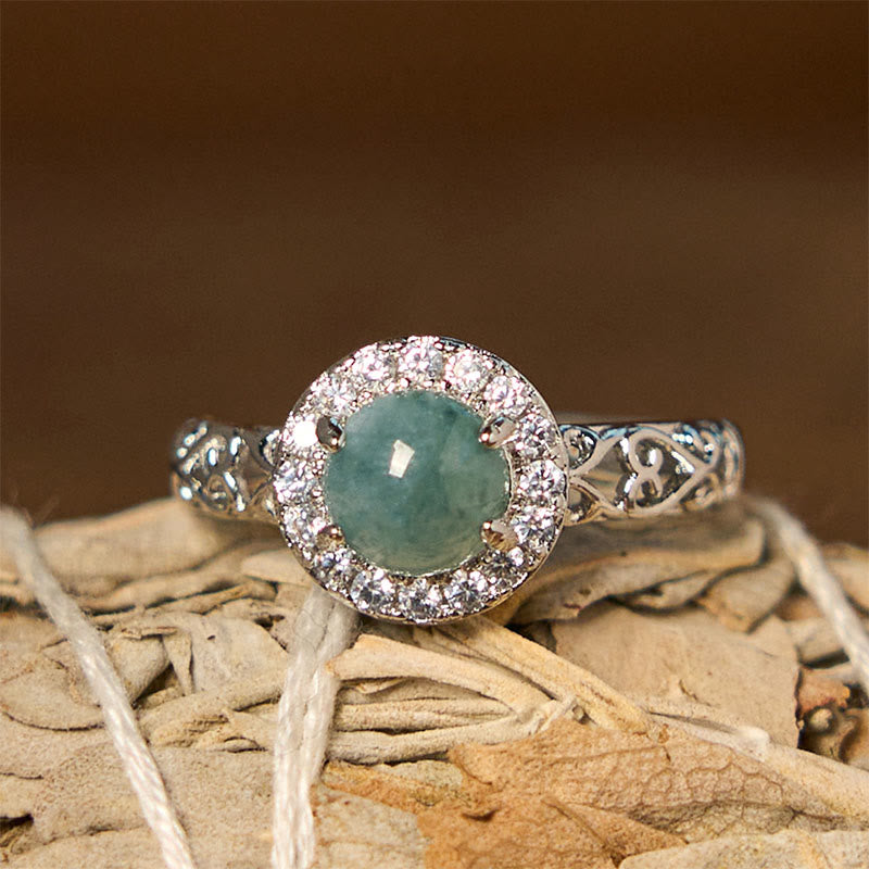 Buddha Stones Natural Hetian Jade Egg Ruyi Stick Pattern Luck Ring - Hetian Jade - image 0