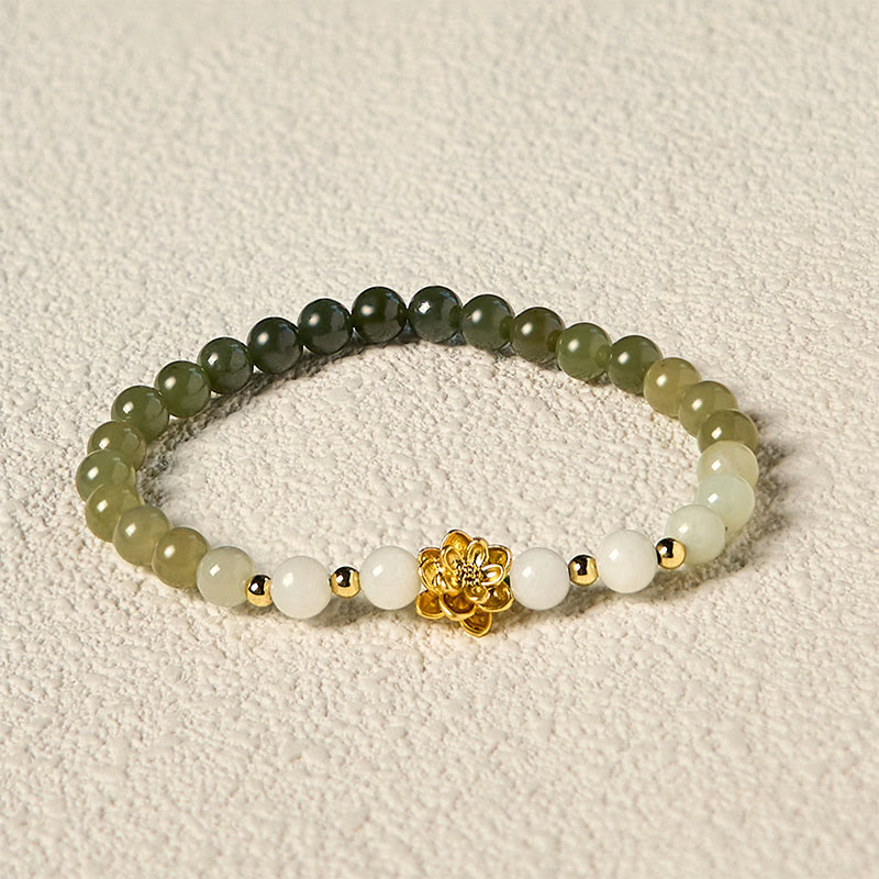 Buddha Stones Natural Hetian Jade Gradient Lotus Abundance Bracelet - image 3