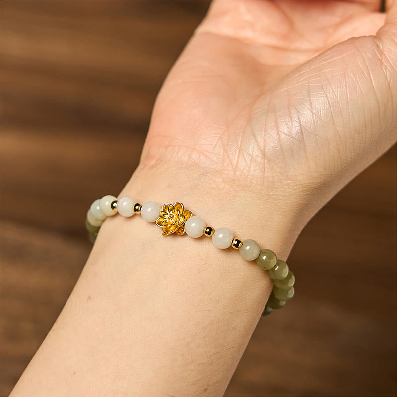 Buddha Stones Natural Hetian Jade Gradient Lotus Abundance Bracelet - image 4