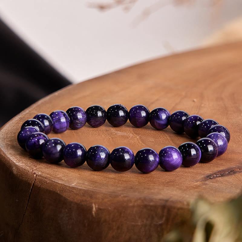 Buddha Stones Purple Tiger Eye Creativity Bracelet - Purple Tiger Eye(Wrist Circumference: 14-16cm) - 12mm - image 0
