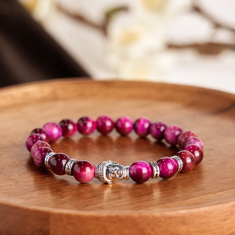 Buddha Stones Blue Green Red Tiger Eye Buddha Head Balance Bracelet - image 29