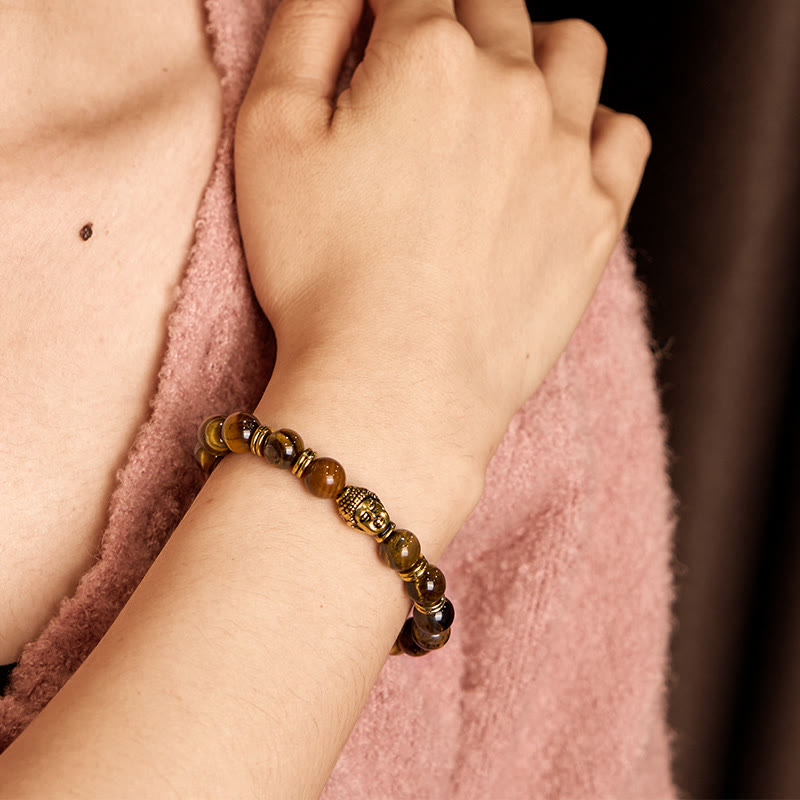 Buddha Stones Blue Green Red Tiger Eye Buddha Head Balance Bracelet - image 52
