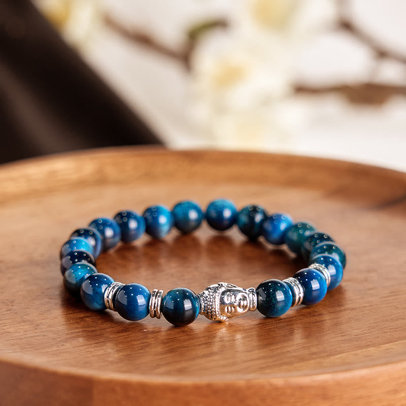 Buddha Stones Blue Green Red Tiger Eye Buddha Head Balance Bracelet - image 10