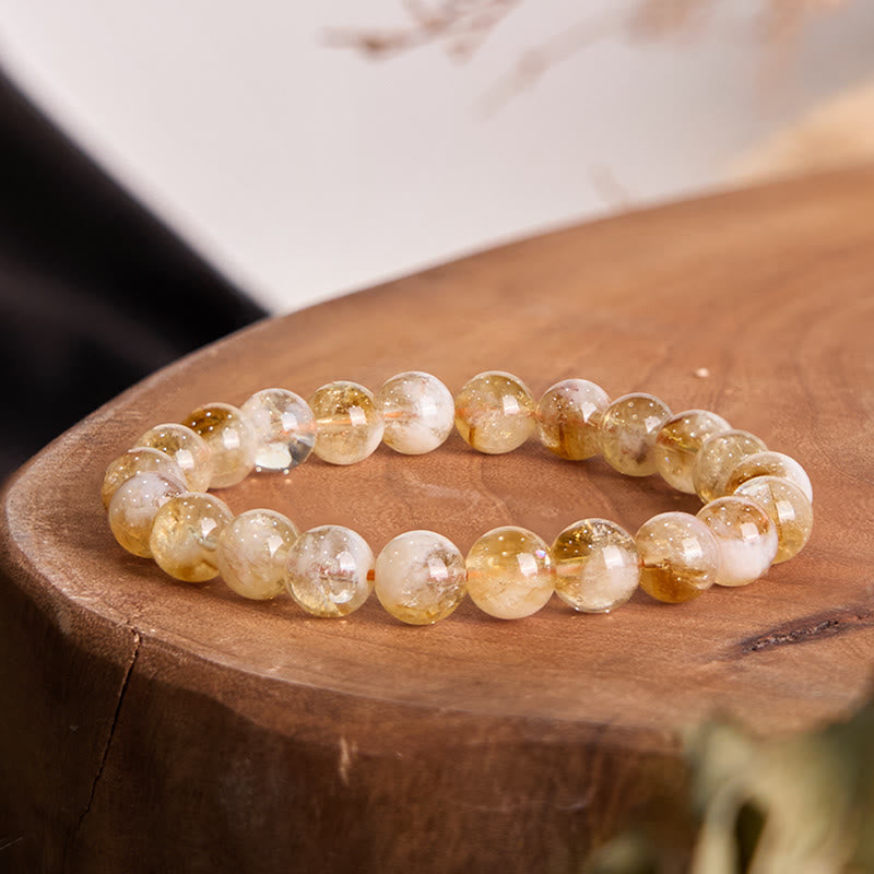 Buddha Stones Natural Citrine Snowflake Crystal Prosperity Bracelet - Citrine-10mm(Wrist Circumference: 16-17cm) - image 0