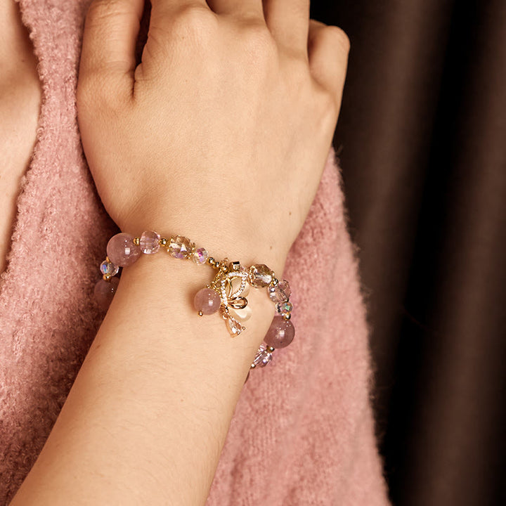 Buddha Stones Natural Strawberry Quartz Butterfly Healing Bracelet - image 3