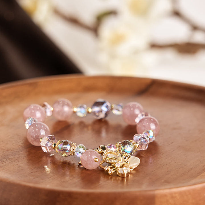 Buddha Stones Natural Strawberry Quartz Butterfly Healing Bracelet - image 4